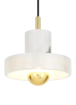 Stone pendel, hvid/guld