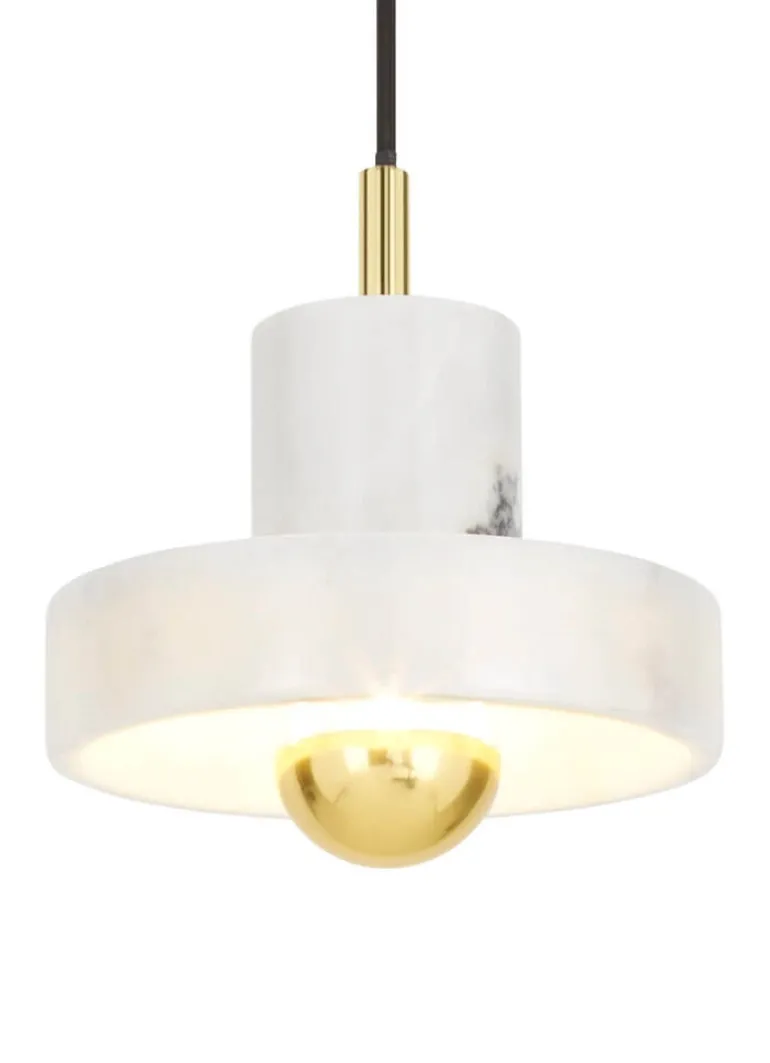 Stone pendel, hvid/guld