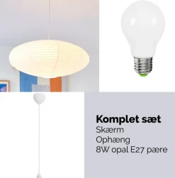 Villo rispapir pendel 60, hvid - SÆT (inkl. ophæng og pære)